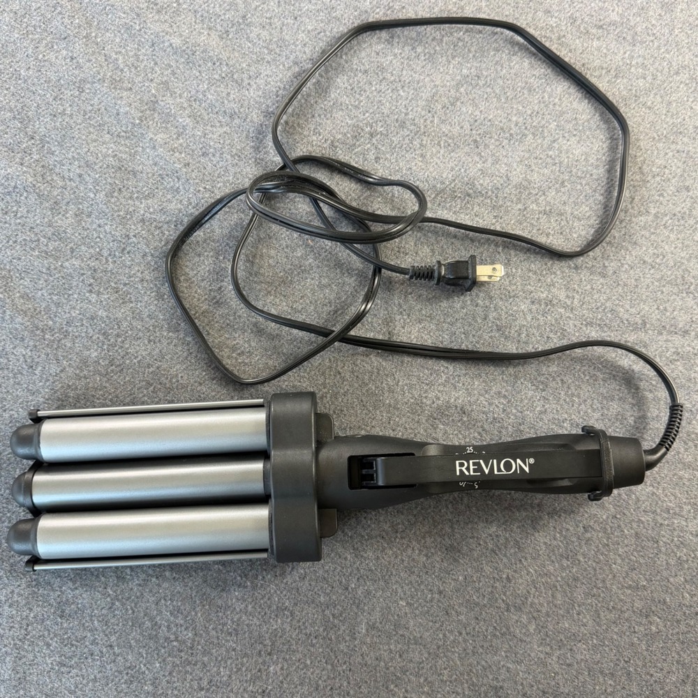 Revlon Jumbo 3 Barrel Hair Waver Black Silver RV084 Ceramic Waver Deep Waves